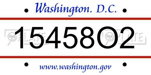 15458O2 District Of Columbia License Plate