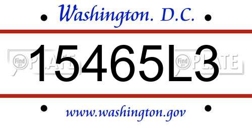 15465L3 District Of Columbia License Plate