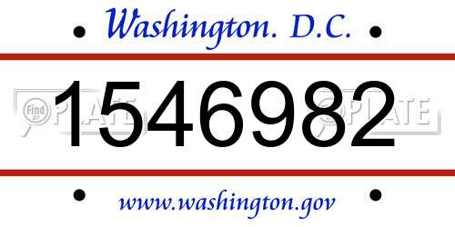 1546982 District Of Columbia License Plate