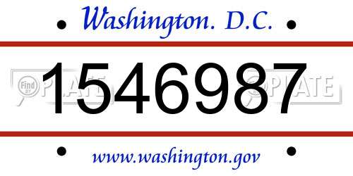 1546987 District Of Columbia License Plate
