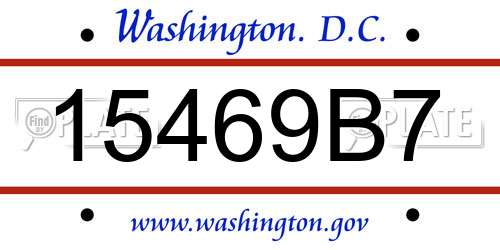 15469B7 District Of Columbia License Plate