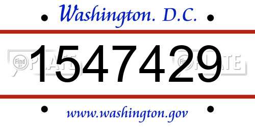 1547429 District Of Columbia License Plate