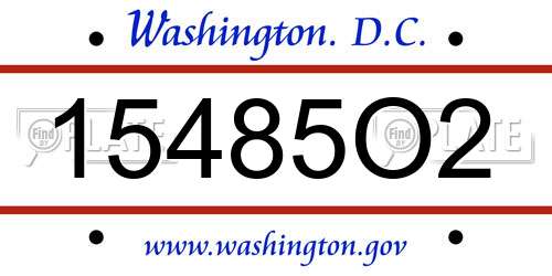 15485O2 District Of Columbia License Plate