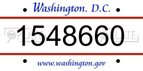 1548660 District Of Columbia License Plate