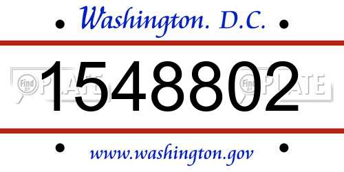 1548802 District Of Columbia License Plate
