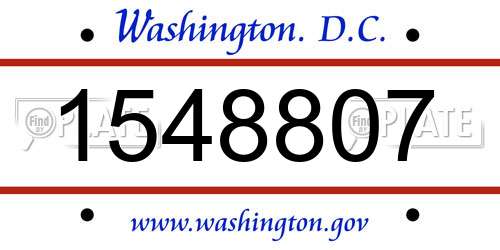 1548807 District Of Columbia License Plate