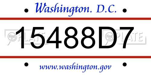 15488D7 District Of Columbia License Plate