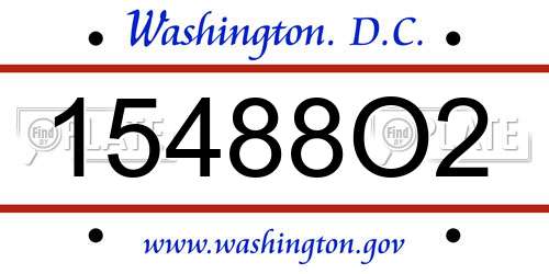 15488O2 District Of Columbia License Plate