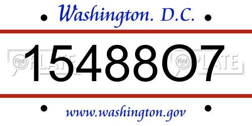 15488O7 District Of Columbia License Plate