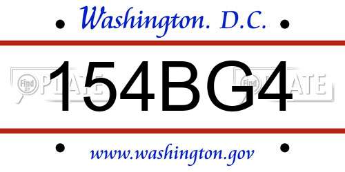 154BG4 District Of Columbia License Plate