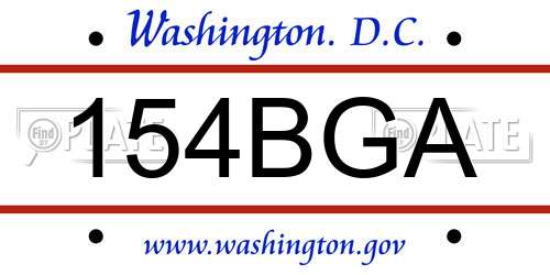 154BGA District Of Columbia License Plate