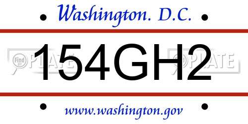 154GH2 District Of Columbia License Plate