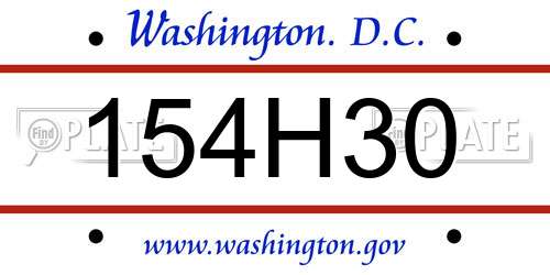 154H30 District Of Columbia License Plate
