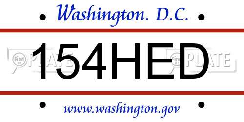 154HED District Of Columbia License Plate