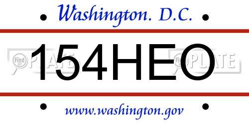 154HEO District Of Columbia License Plate