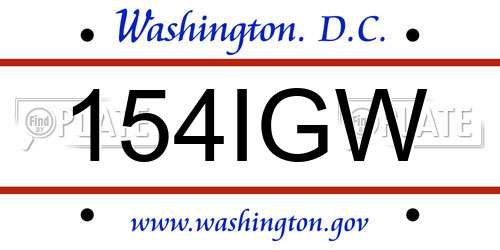154IGW District Of Columbia License Plate