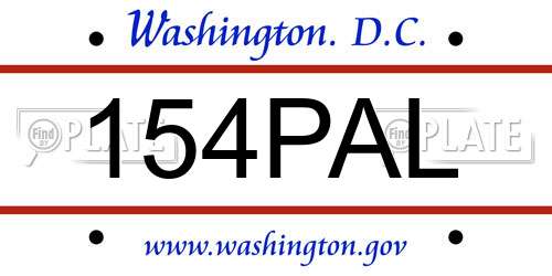 154PAL District Of Columbia License Plate