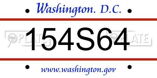 154S64 District Of Columbia License Plate