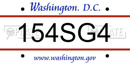 154SG4 District Of Columbia License Plate