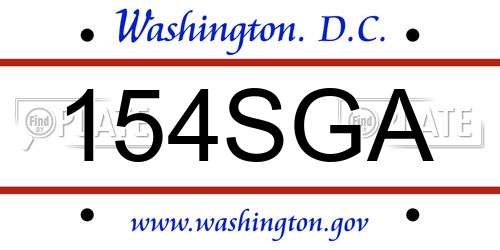 154SGA District Of Columbia License Plate