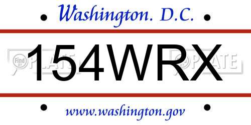154WRX District Of Columbia License Plate