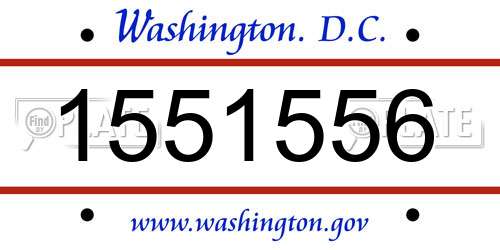 1551556 District Of Columbia License Plate