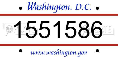1551586 District Of Columbia License Plate