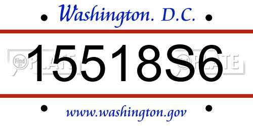 15518S6 District Of Columbia License Plate