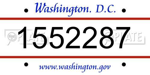 1552287 District Of Columbia License Plate