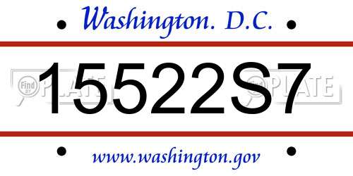 15522S7 District Of Columbia License Plate
