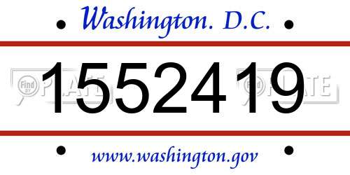 1552419 District Of Columbia License Plate