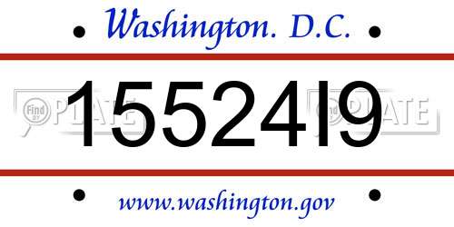 15524I9 District Of Columbia License Plate