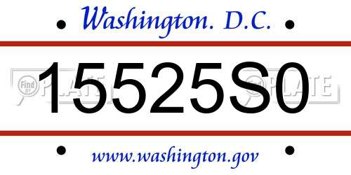 15525S0 District Of Columbia License Plate