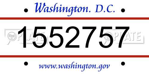 1552757 District Of Columbia License Plate