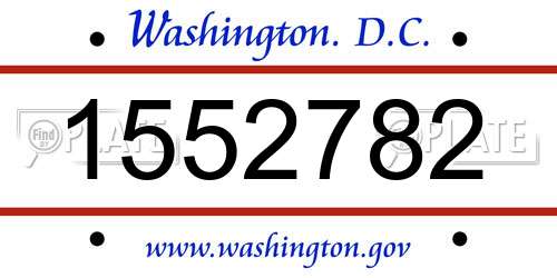 1552782 District Of Columbia License Plate