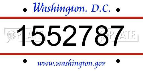 1552787 District Of Columbia License Plate