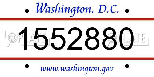 1552880 District Of Columbia License Plate