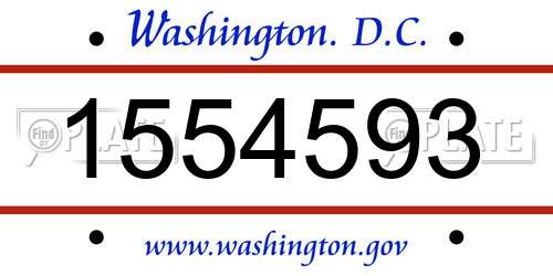 1554593 District Of Columbia License Plate