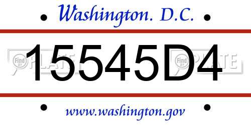 15545D4 District Of Columbia License Plate