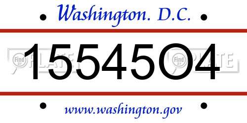 15545O4 District Of Columbia License Plate