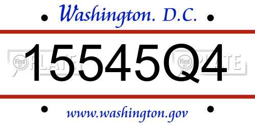 15545Q4 District Of Columbia License Plate