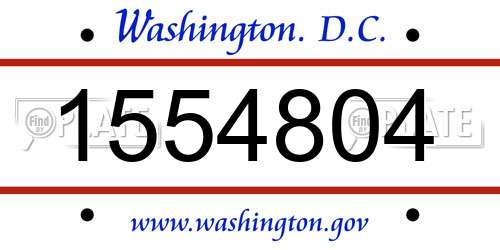 1554804 District Of Columbia License Plate