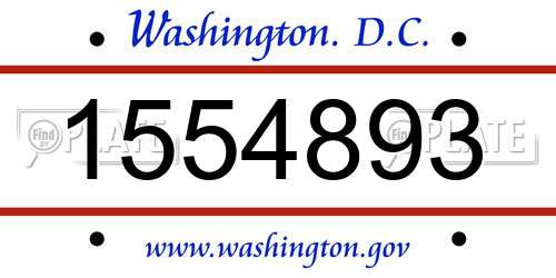 1554893 District Of Columbia License Plate