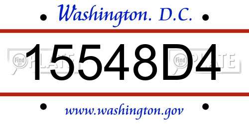 15548D4 District Of Columbia License Plate