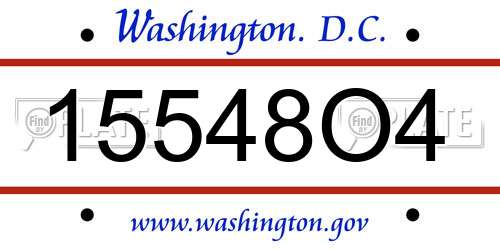 15548O4 District Of Columbia License Plate