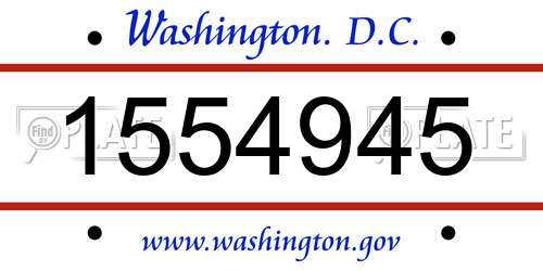 1554945 District Of Columbia License Plate