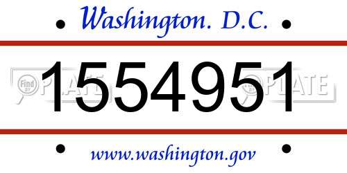1554951 District Of Columbia License Plate