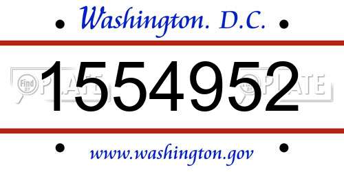 1554952 District Of Columbia License Plate