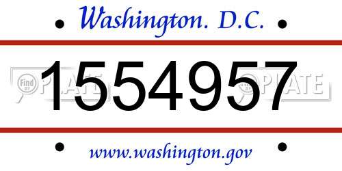 1554957 District Of Columbia License Plate