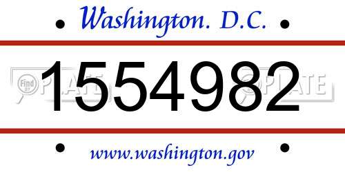 1554982 District Of Columbia License Plate